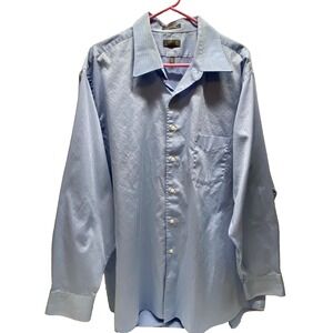 Arrow Dress Shirt Men's XXL 18 1/2 Light Blue Tonal Stripe Wrinkle Free GUC Read